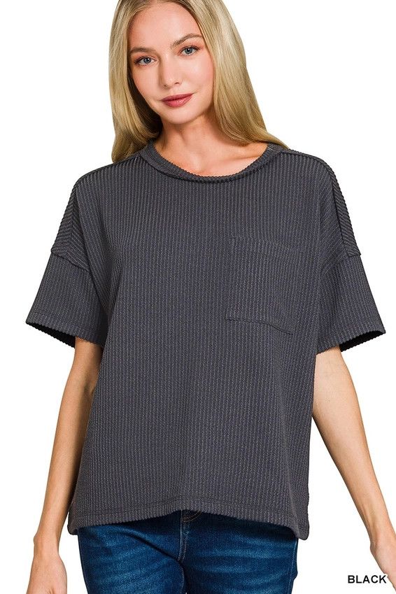Raised Rib Exposed Seam SS Top
