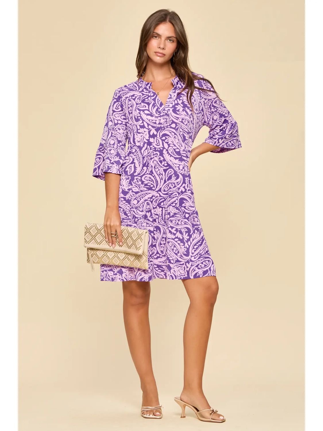 Tiered 3/4 Sleeve Dress