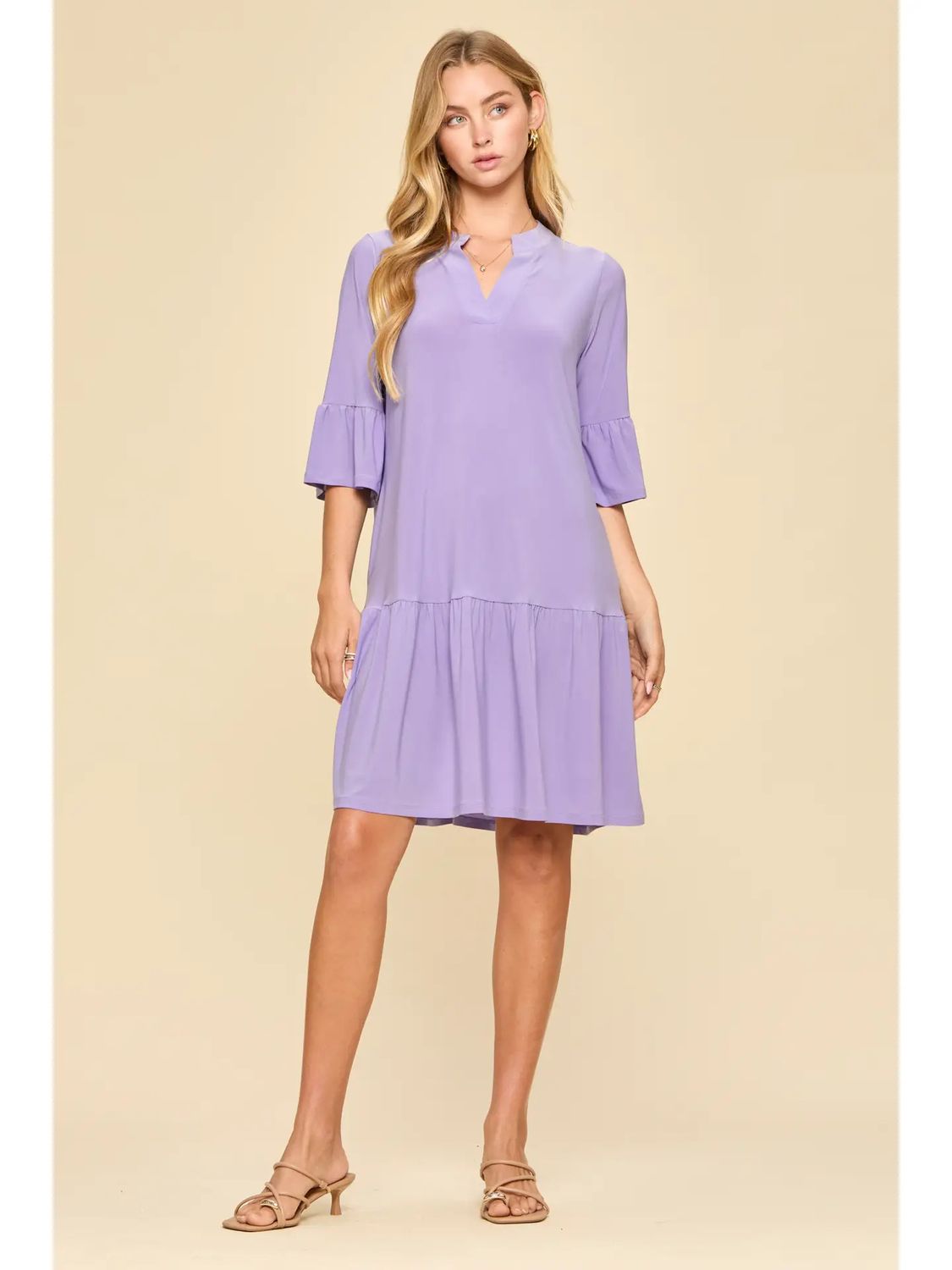 Tiered 3/4 Sleeve Dress