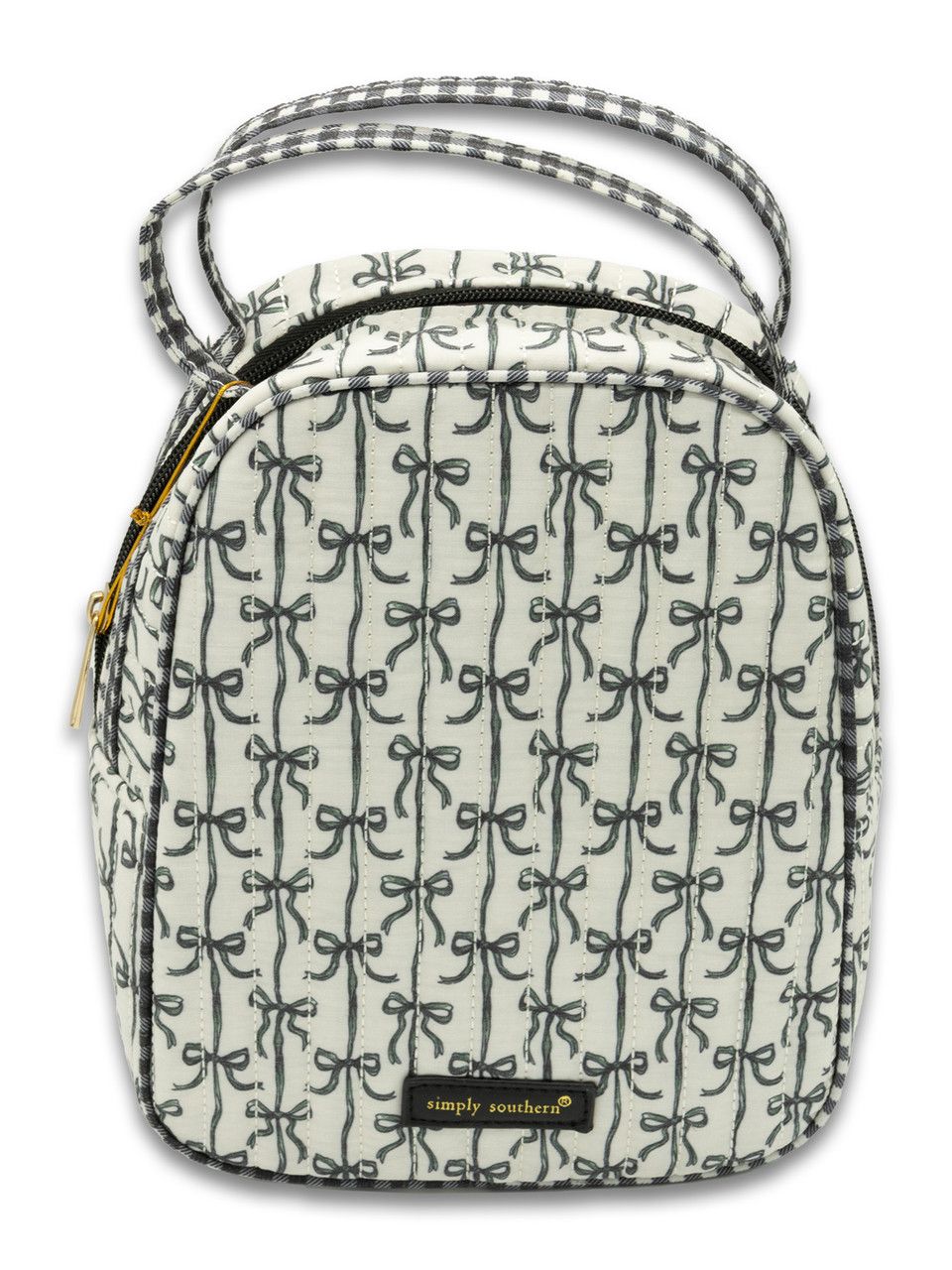 Quilted Lunch Bag, Pattern: Black Bows