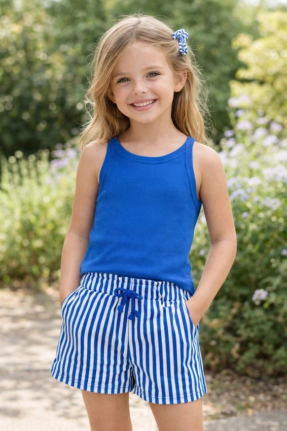 Stipe Short Set w/ Scrunchie