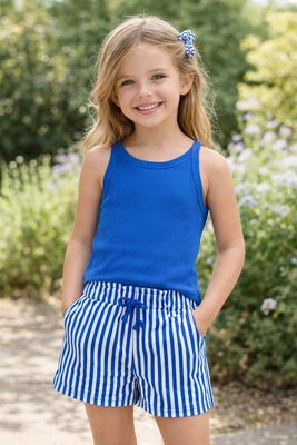 Stipe Short Set w/ Scrunchie