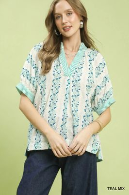 Mix Print Boho Blouse 