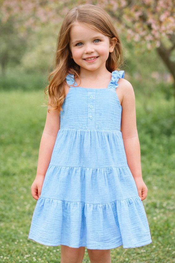 Crinkle Gauze Tiered Dress 