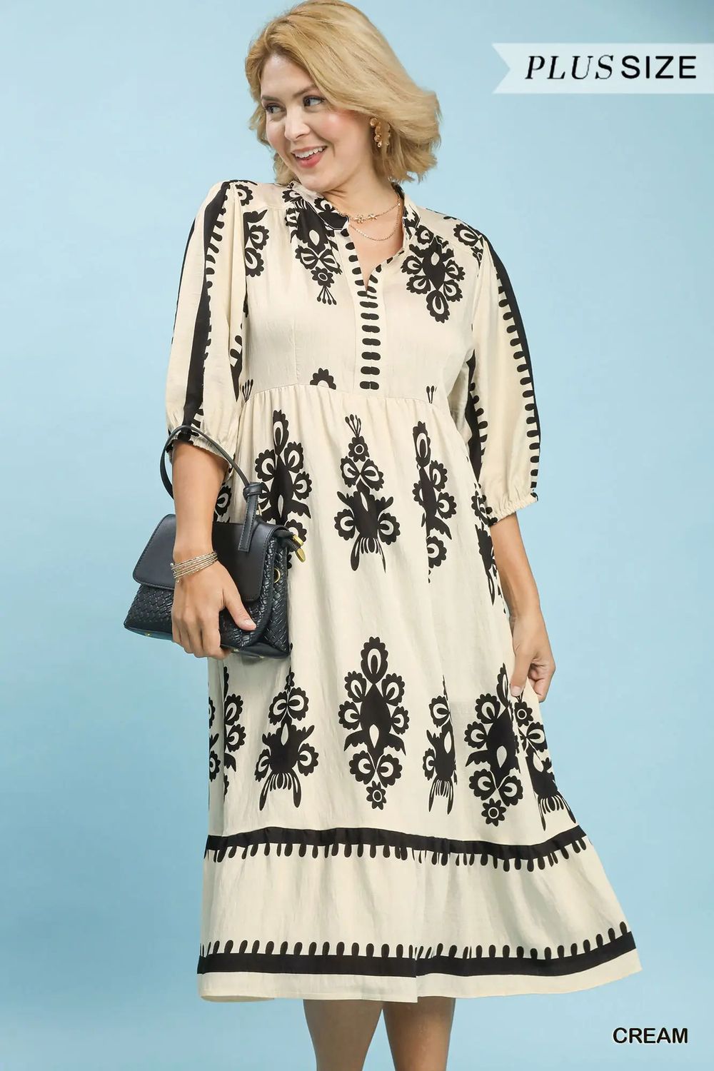 Abstract Print Midi Dress