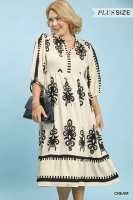 Abstract Print Midi Dress