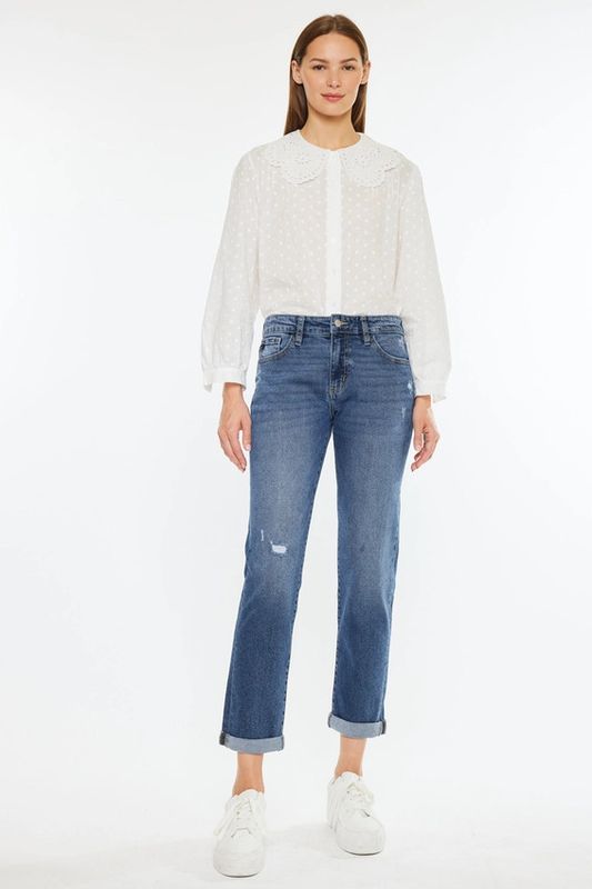 Mid Rise Slim Boyfriend Fit Jeans