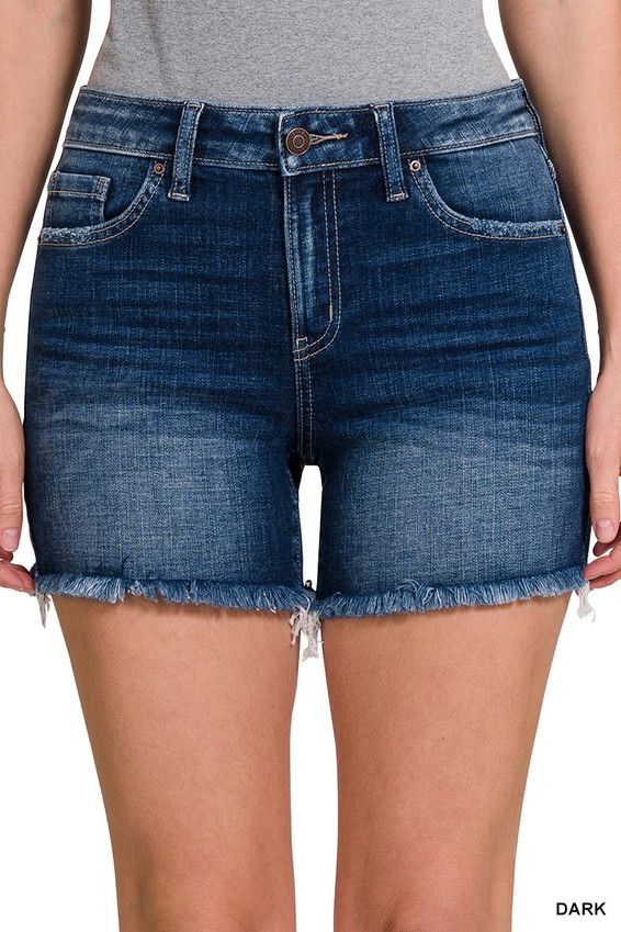 Raw Frayed Hem Denim Shorts