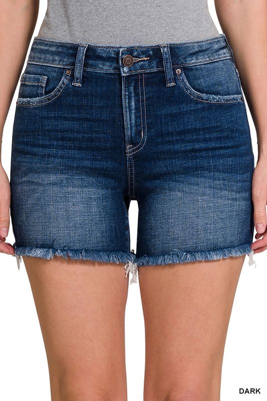 Raw Frayed Hem Denim Shorts