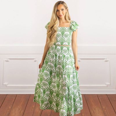 Smocked Flutter Sleeve Top & Skirt Set
