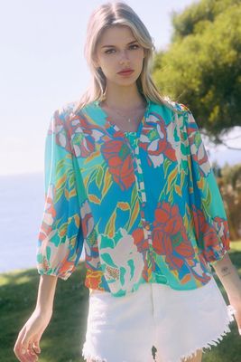Floral 3/4 Sleeve Blouse