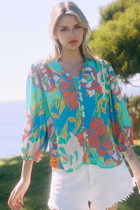 Floral 3/4 Sleeve Blouse