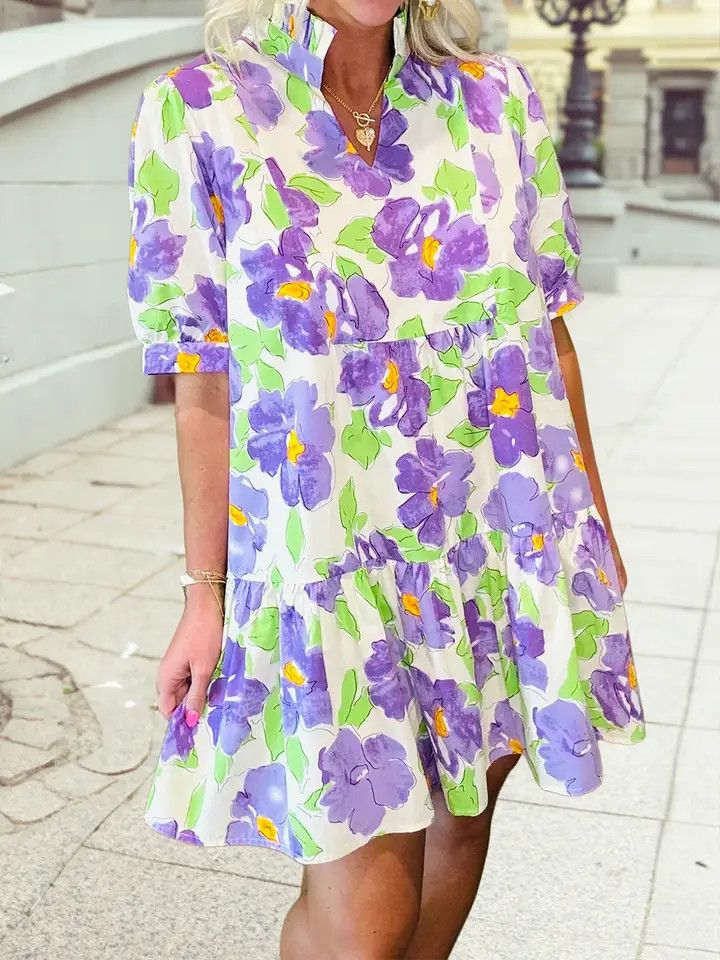 Shift Short Sleeve Mini Dress