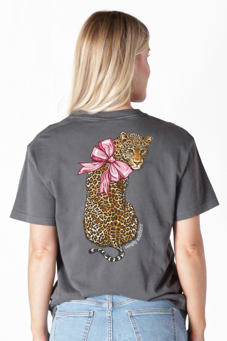 Leopard With Bow Short Sleeve Tee