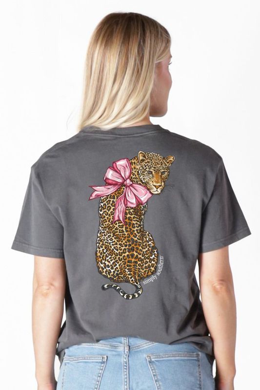 Leopard With Bow Short Sleeve Tee