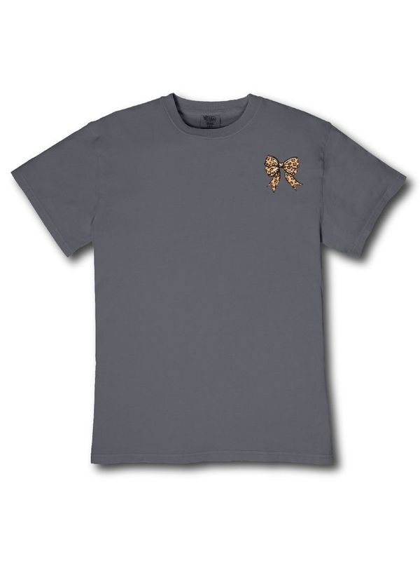 Leopard With Bow Short Sleeve Tee