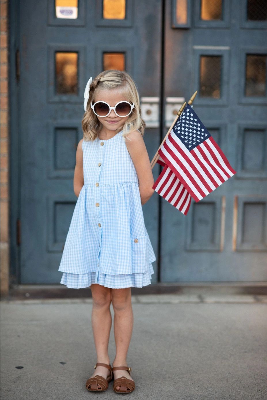 Gingham Check Pocket Ruffle Spring Dress