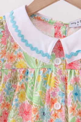 Floral Print Puff Sleeve Ruffle Dress