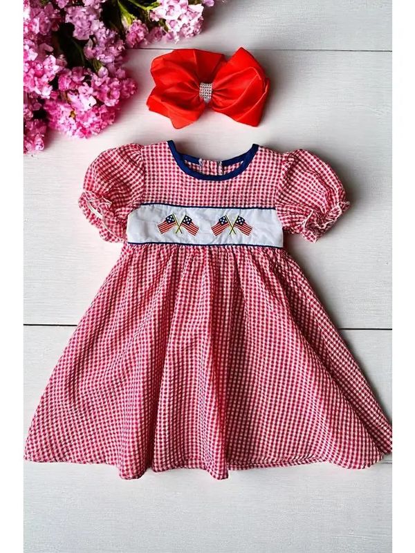 4TH July USA Flag Embroidery Dress