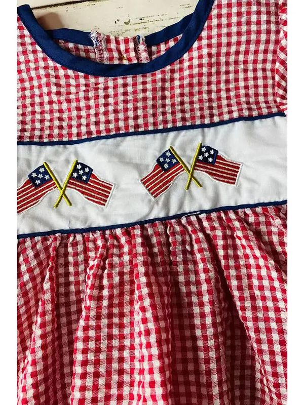4TH July USA Flag Embroidery Dress