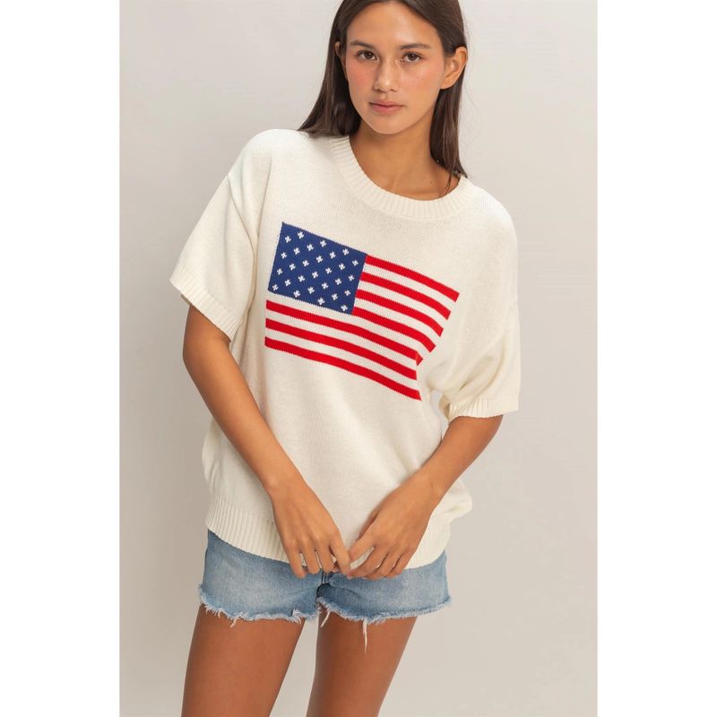 American Flag Knit Top