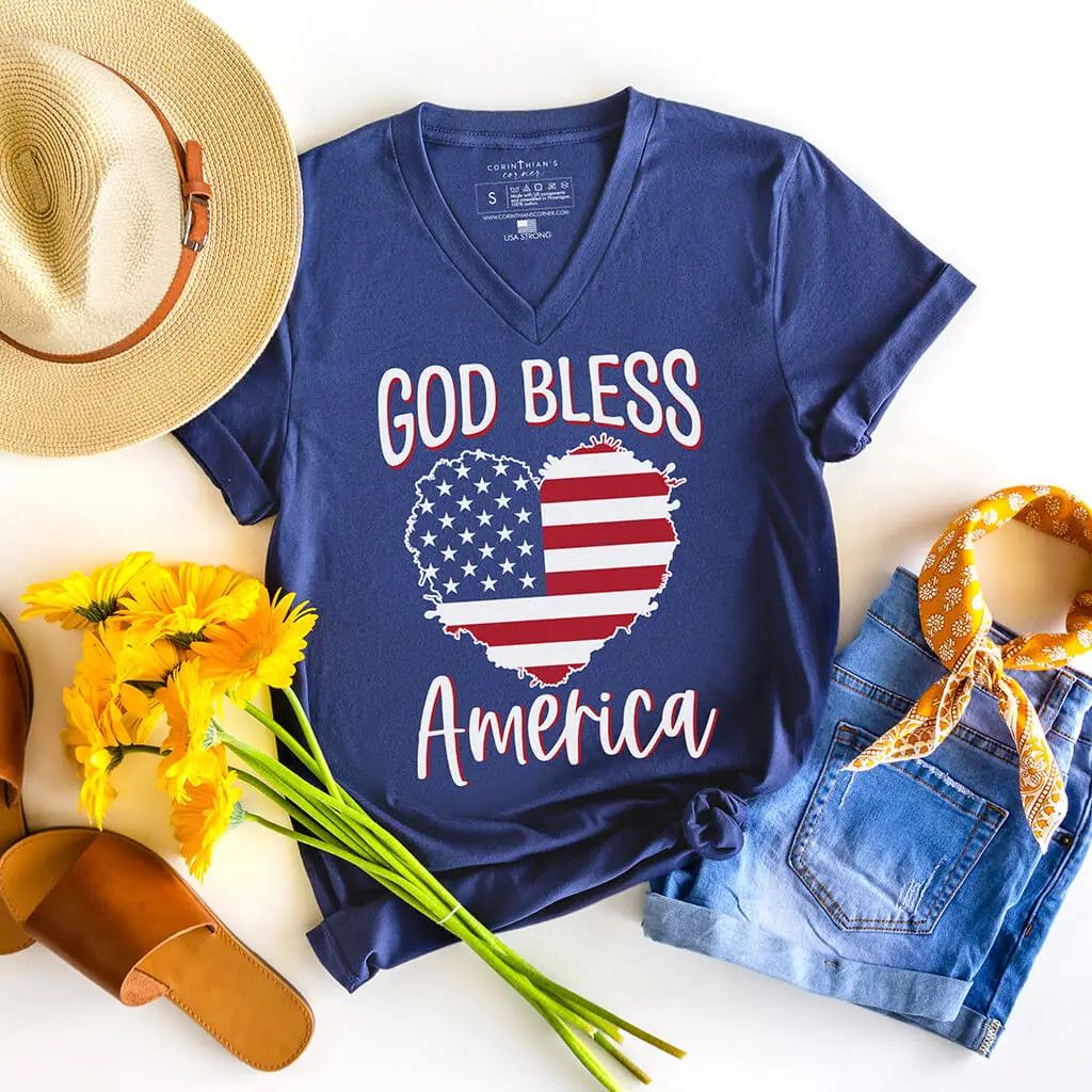 God Bless America V-Neck