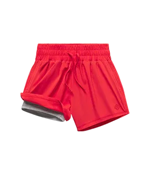 Womens Lined Hybrid Shorts, Color: Rio Red, Size: XS