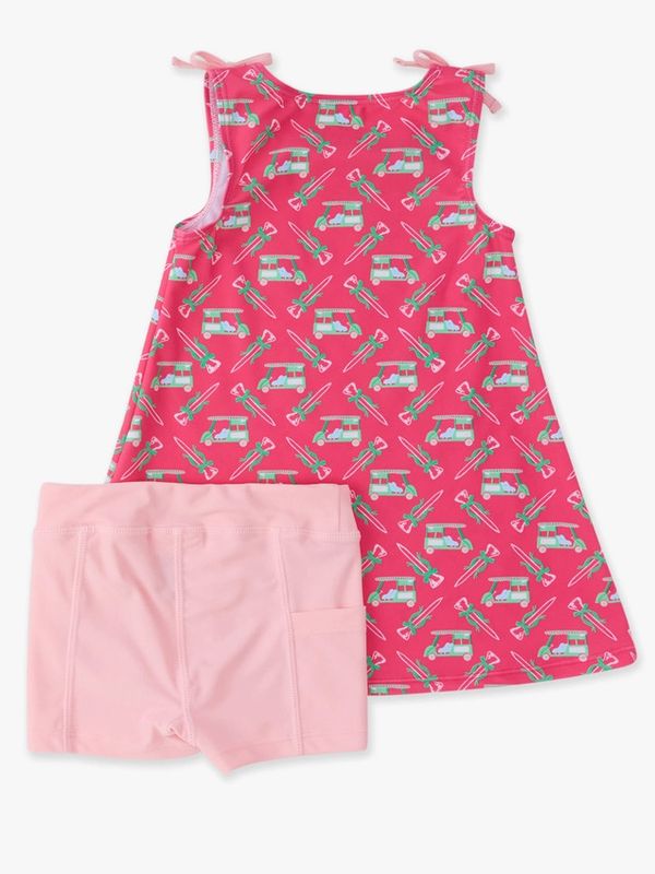 Girls Golf Cart Cutie Active A-Line Bow Dress &amp; Bike Short Set