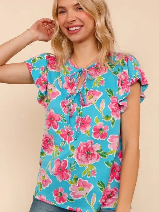 Plus Floral Buttery Smooth Top w/ Ribbon