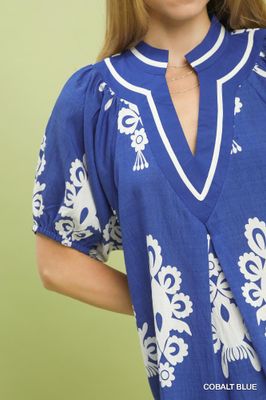 Boho Print Short Sleeve Top