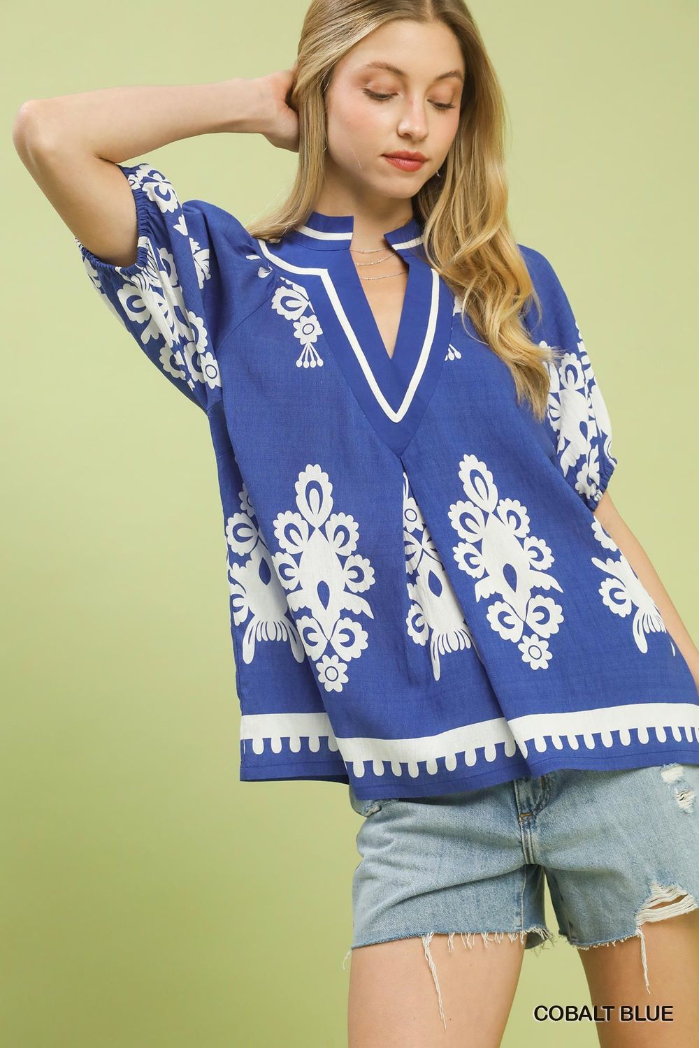 Boho Print Short Sleeve Top