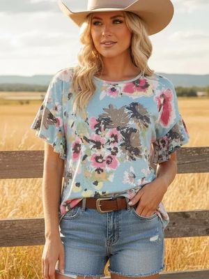 Floral Ruffle Top