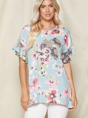 Floral Ruffle Top