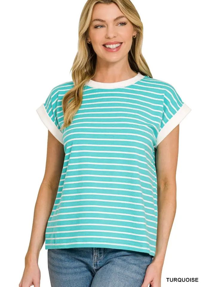 Cap Sleeve Stripe Tee