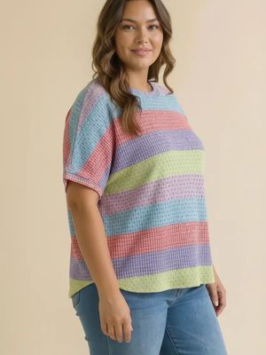 Plus Stripe Textured Top