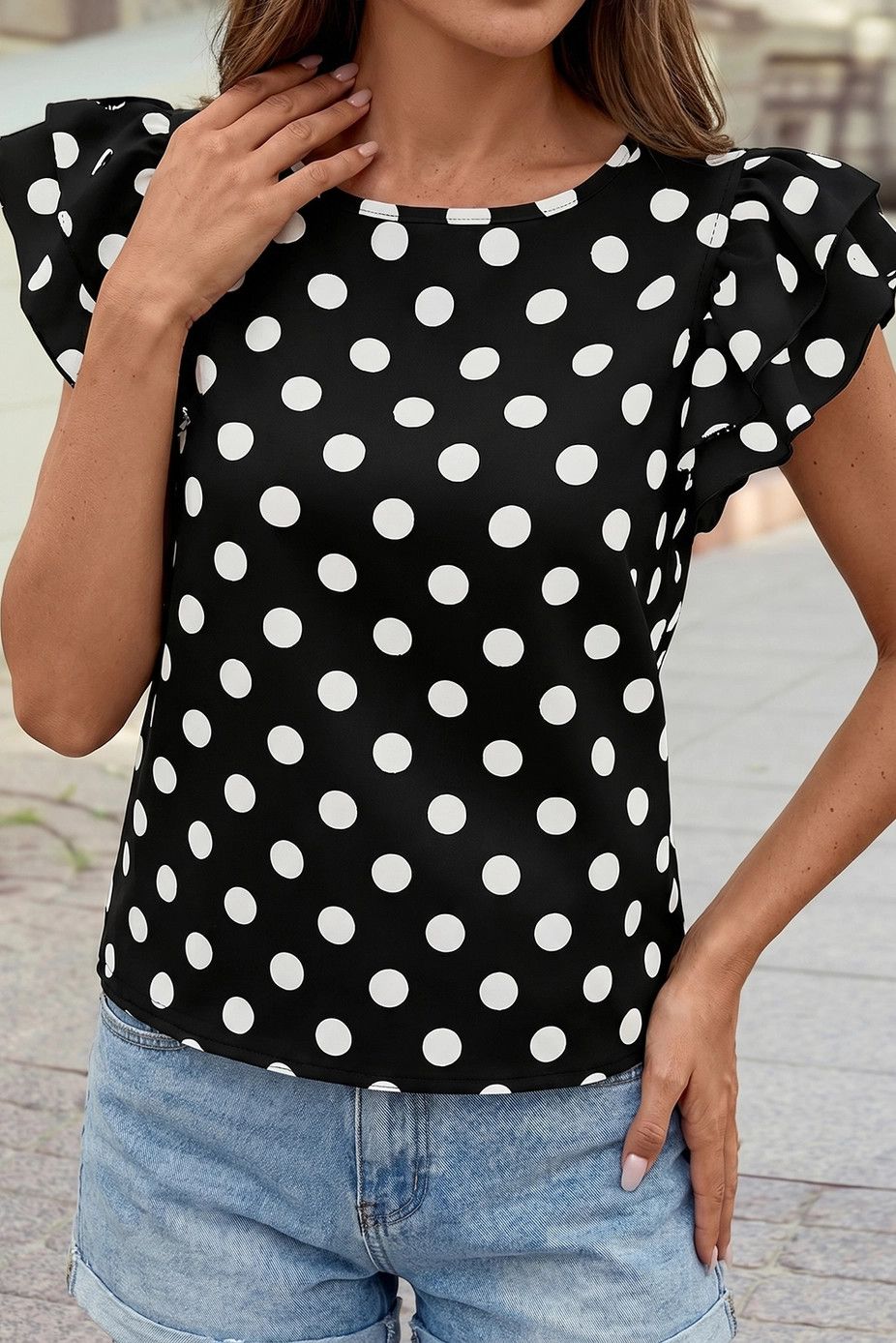 Polka Dot Print Blouse
