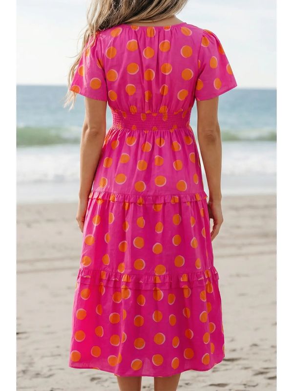 V-Neck Short Sleeve Maxi Dress