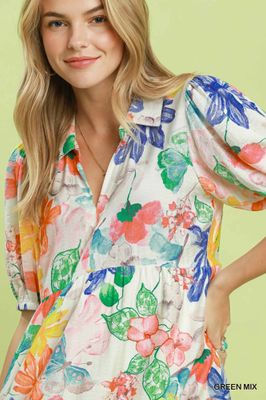Watercolor Floral Midi Dress