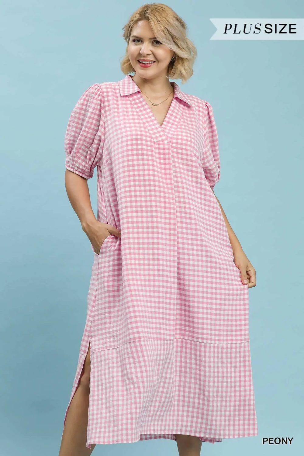 Plus Gingham Midi Dress