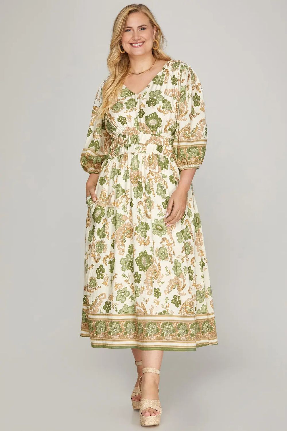 PLUS Woven Midi Dress