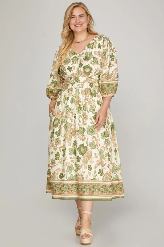 PLUS Woven Midi Dress