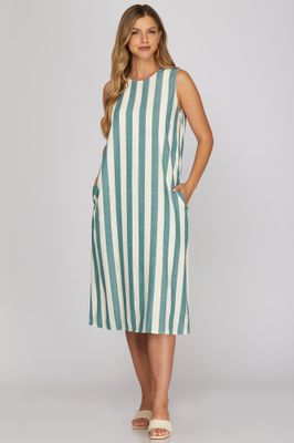 Woven Stripe Midi Dress