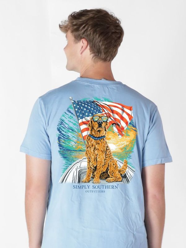 Dog On A Boat At Sunrise Short Sleeve T-Shirt
