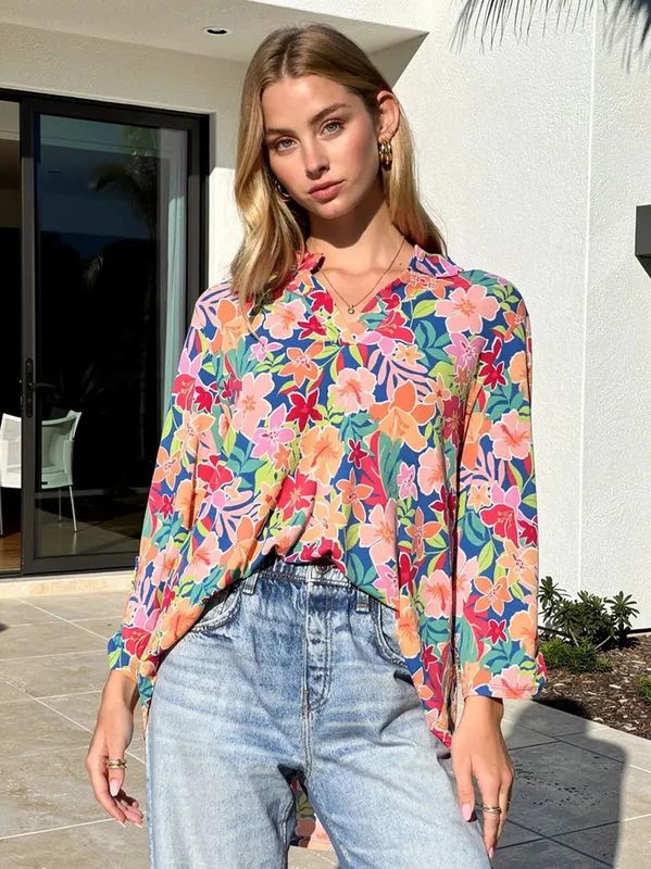 Floral 3/4 Sleeve Blouse