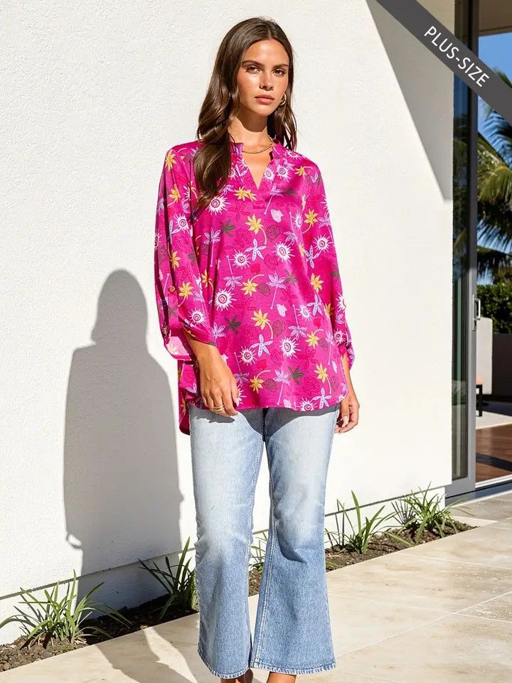 Plus Starfish 3/4 Sleeve Blouse