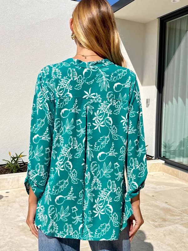 Palm Tree 3/4 Sleeve Blouse