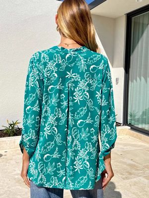 Palm Tree 3/4 Sleeve Blouse