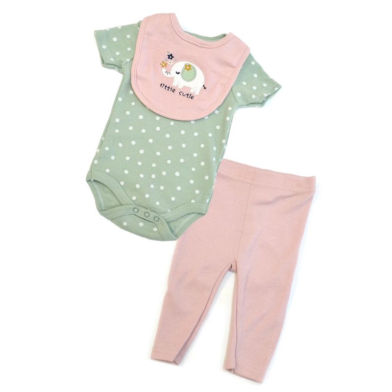 3pcs Elephant Bodysuit Pants &amp; Bib Set