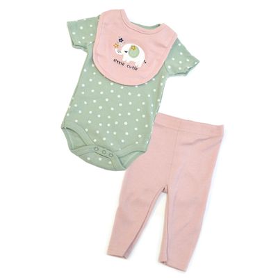 3pcs Elephant Bodysuit Pants & Bib Set