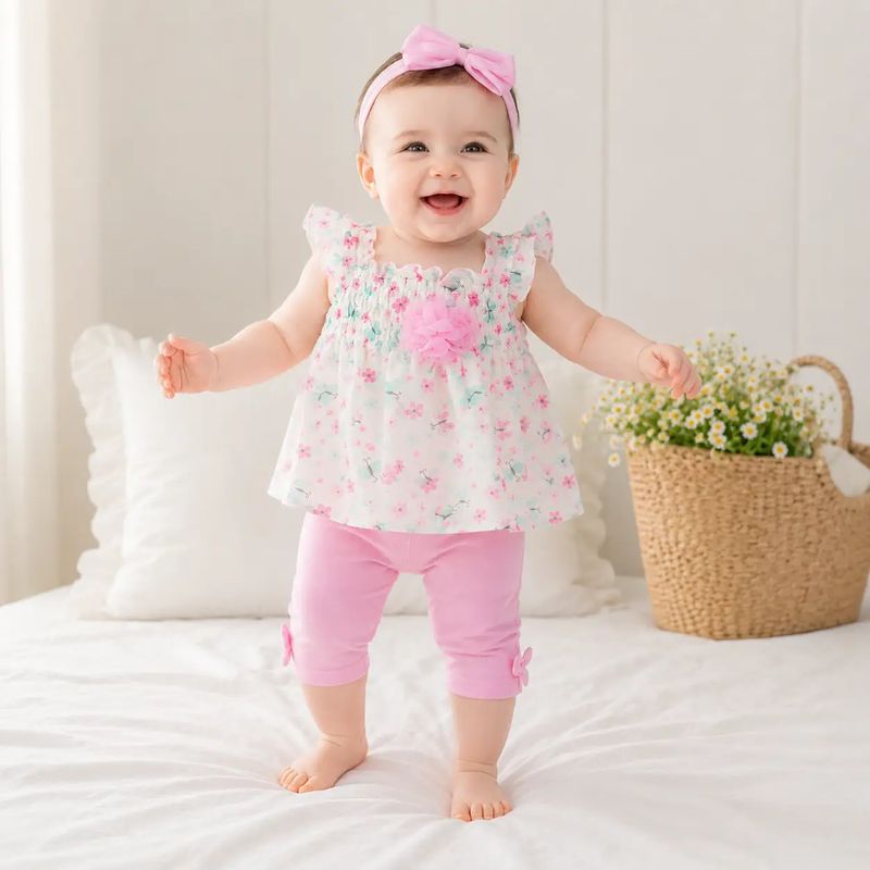 Flower Butterfly Chiffon Baby Outfit Top &amp; Leggings